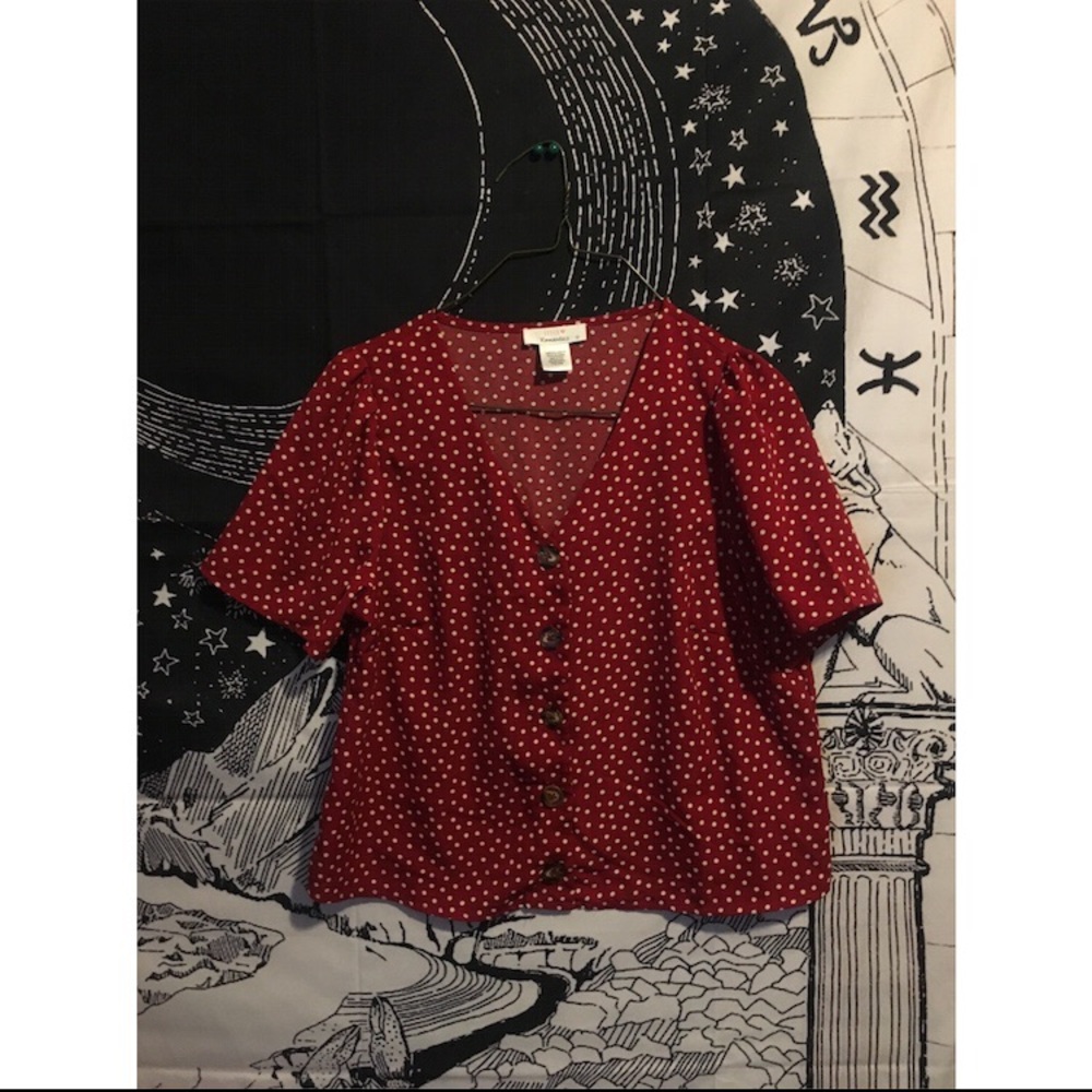 Red polka dot crop top